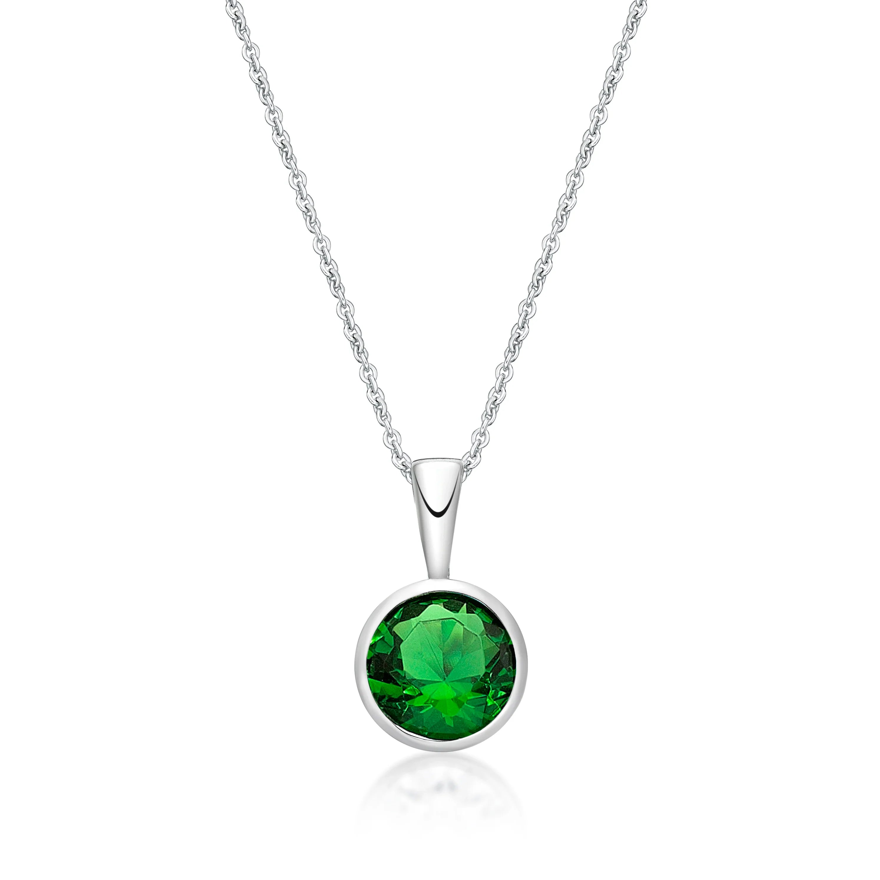 May Birthstone Silver 5mm CZ Pendant - Nangar Gems