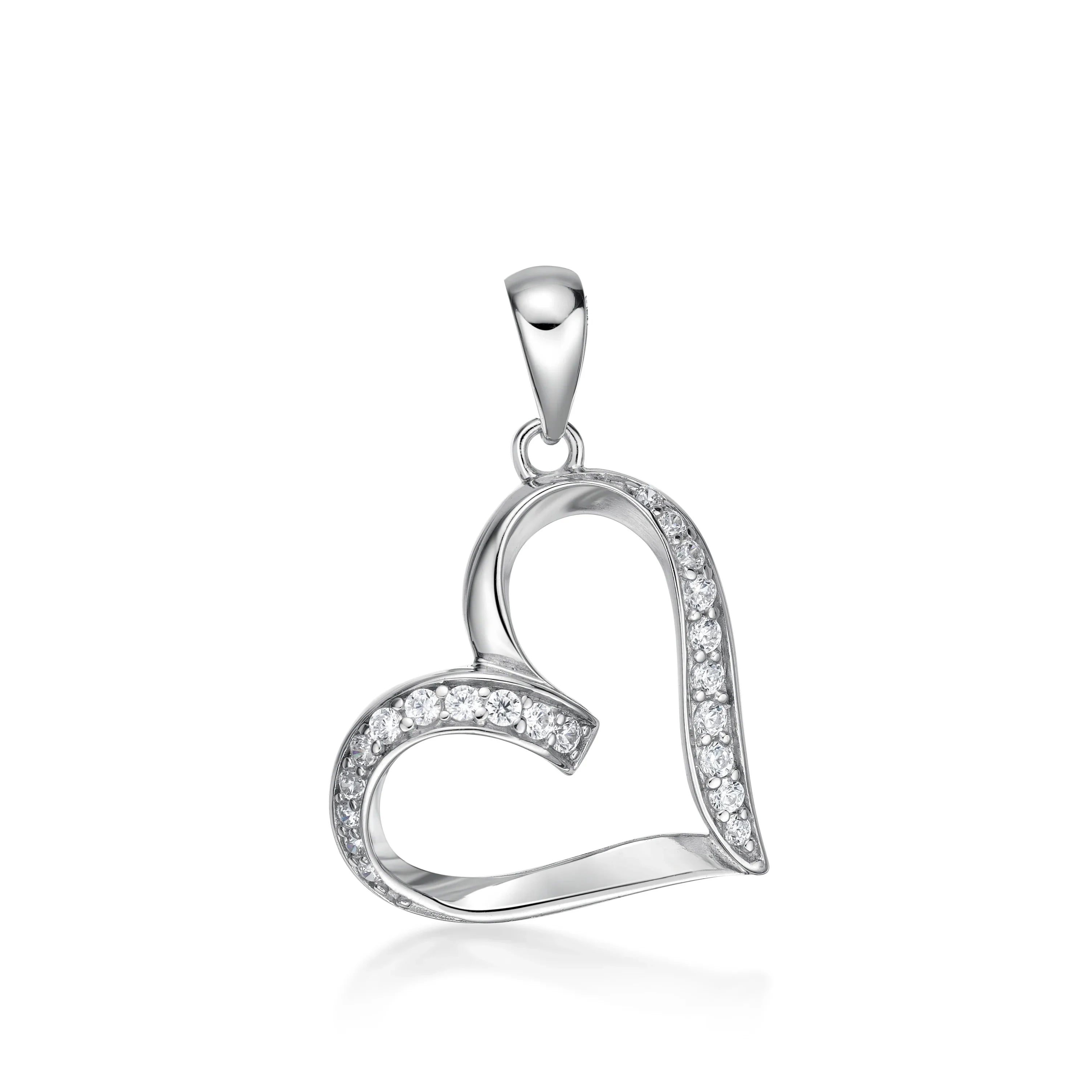 Silver CZ Heart Necklace - Nangar Gems