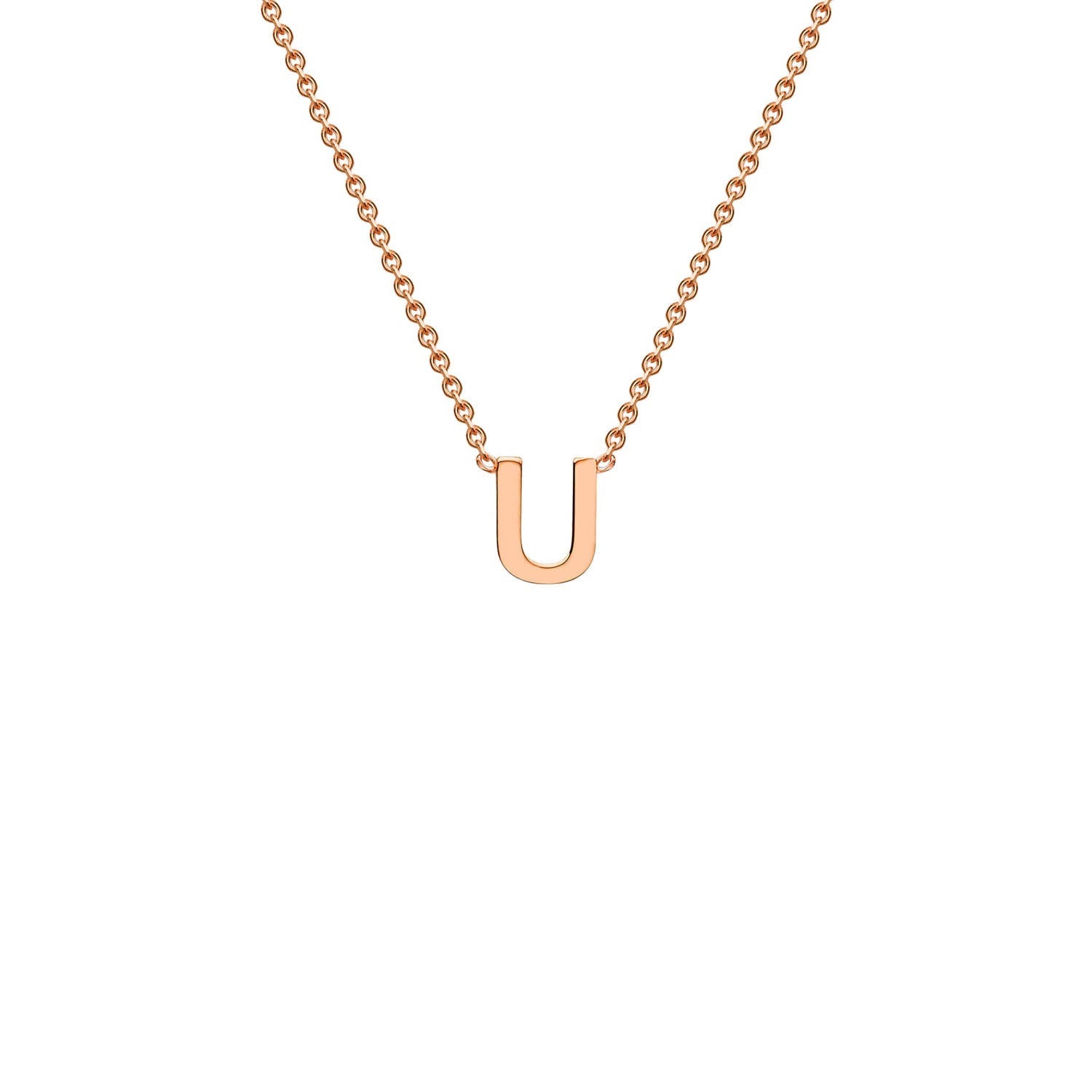 9ct Rose Gold 'U' Initial Adjustable Letter Necklace 38/43cm