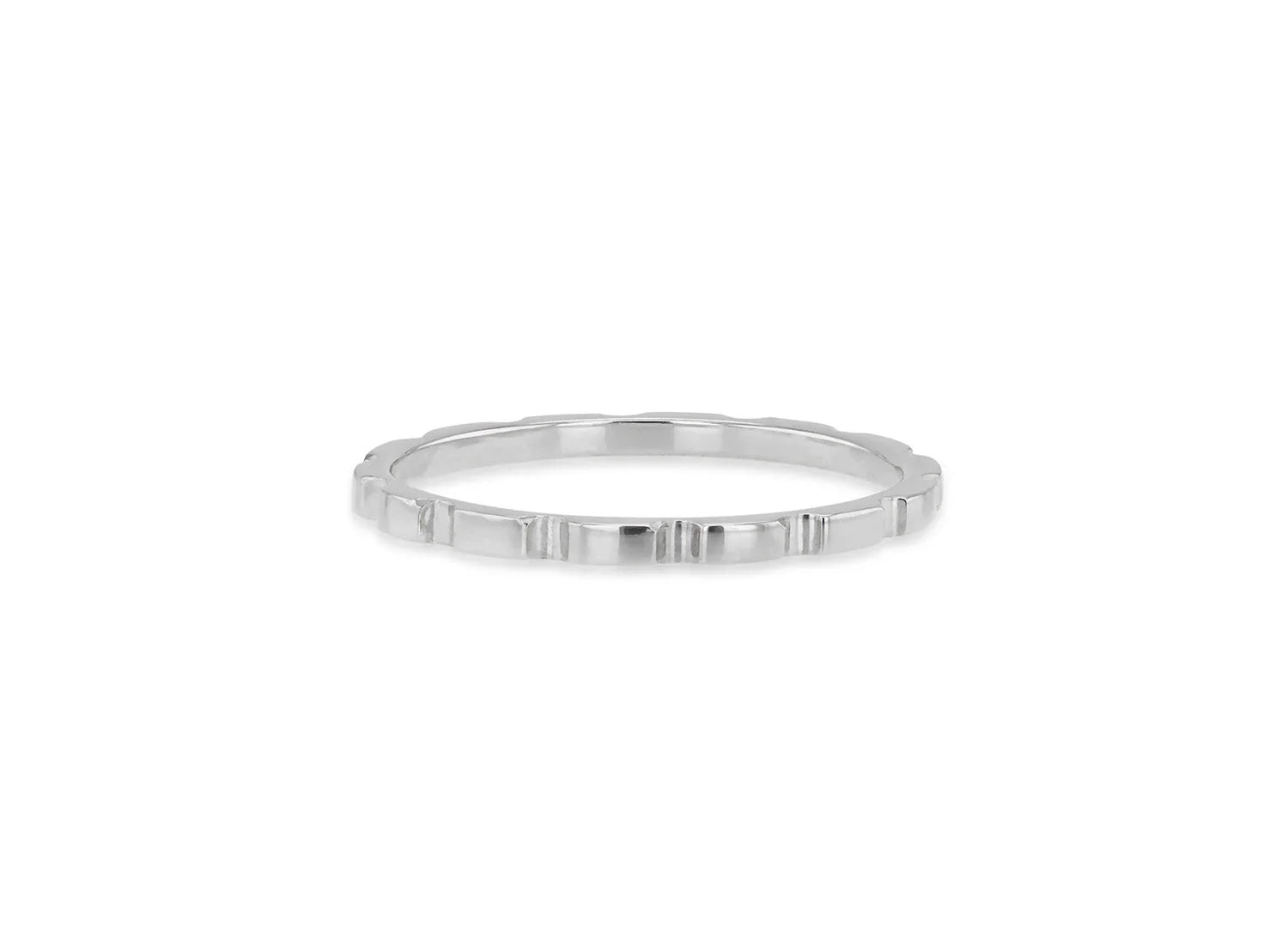 9ct White Gold Brick Stacker Ring