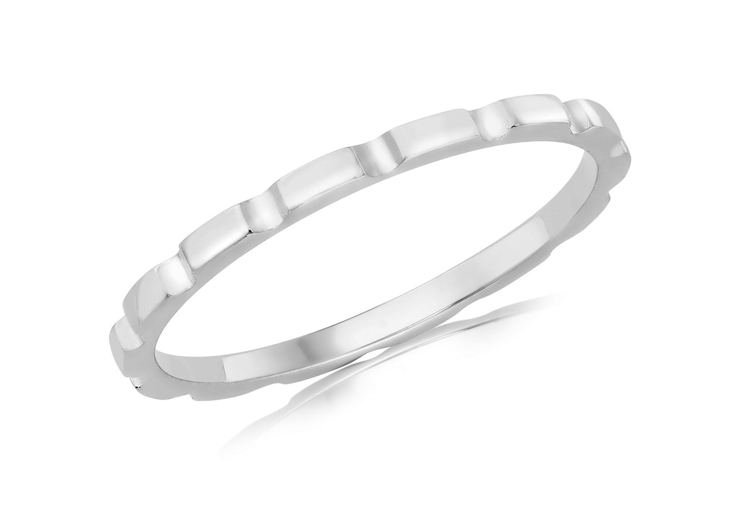 9ct White Gold Brick Stacker Ring
