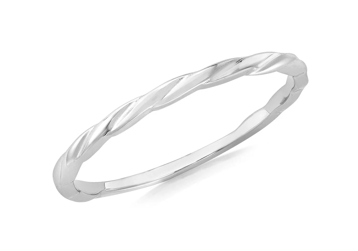9ct White Gold Slim Twist Stacker Ring