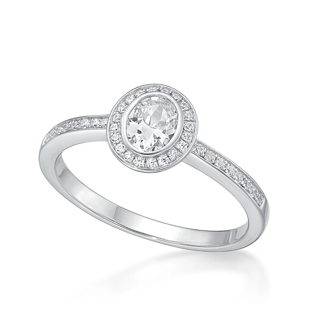 Silver Oval Halo Ring