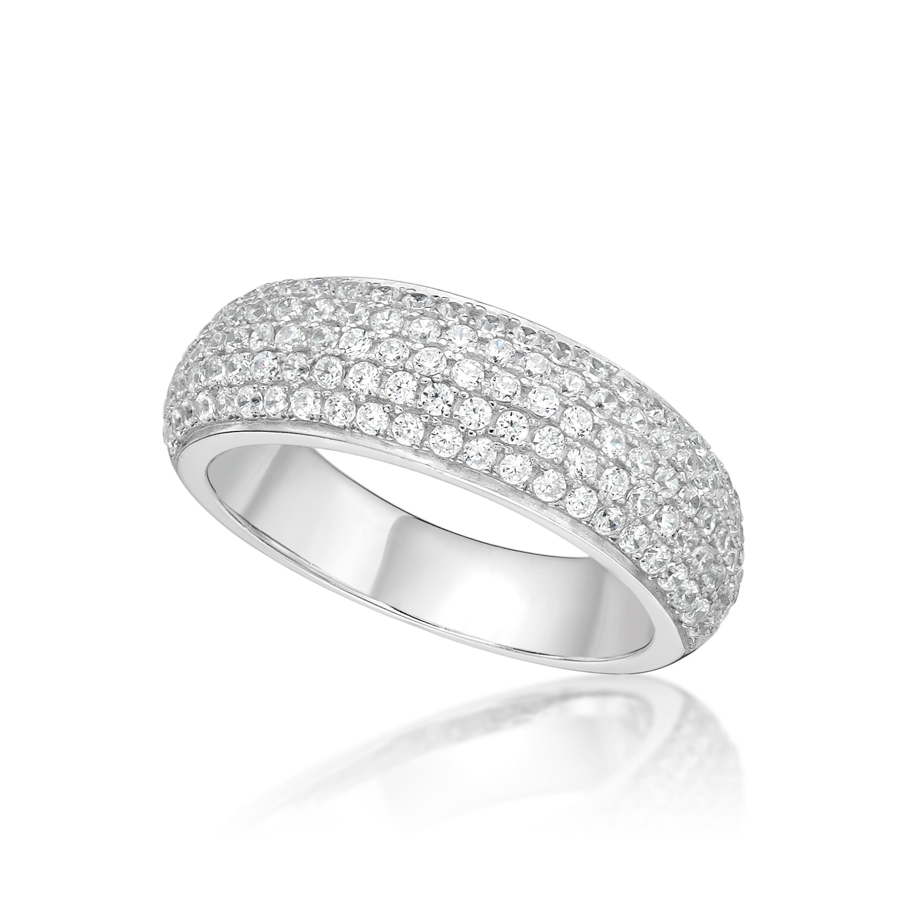 Silver 5 Row Pave Ring