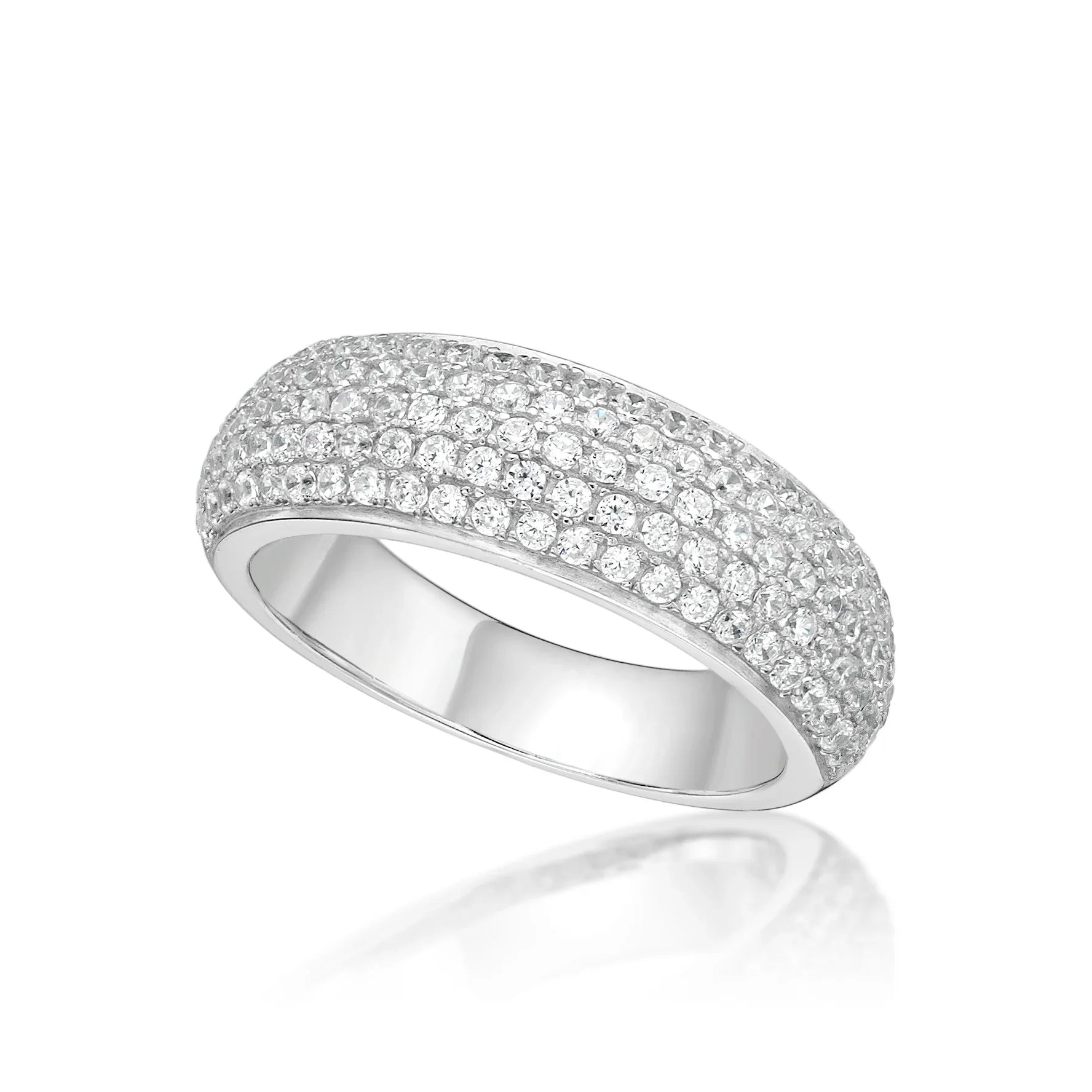 Silver 5 Row Pave Ring