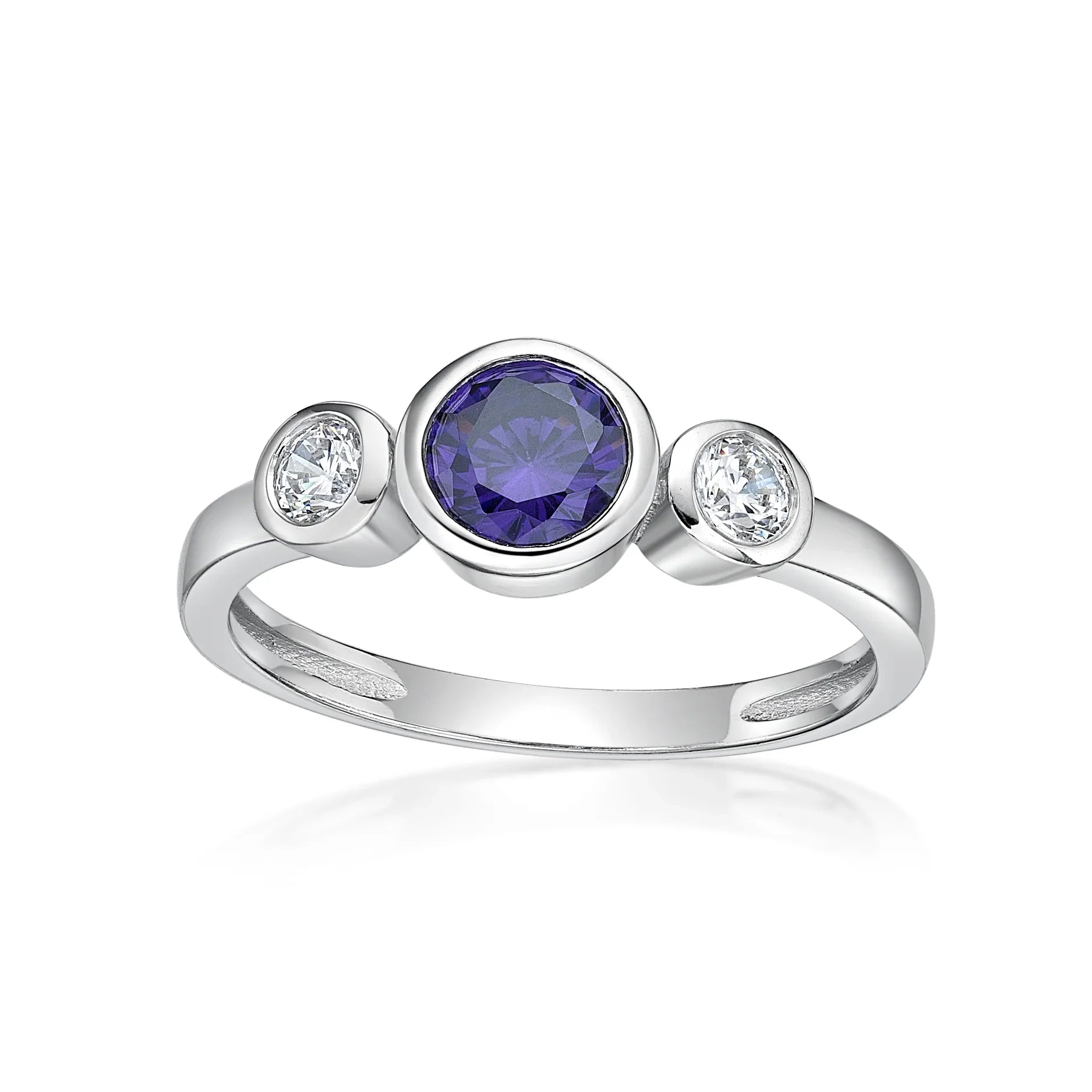February Birthstone Silver CZ Ring - Nangar Gems