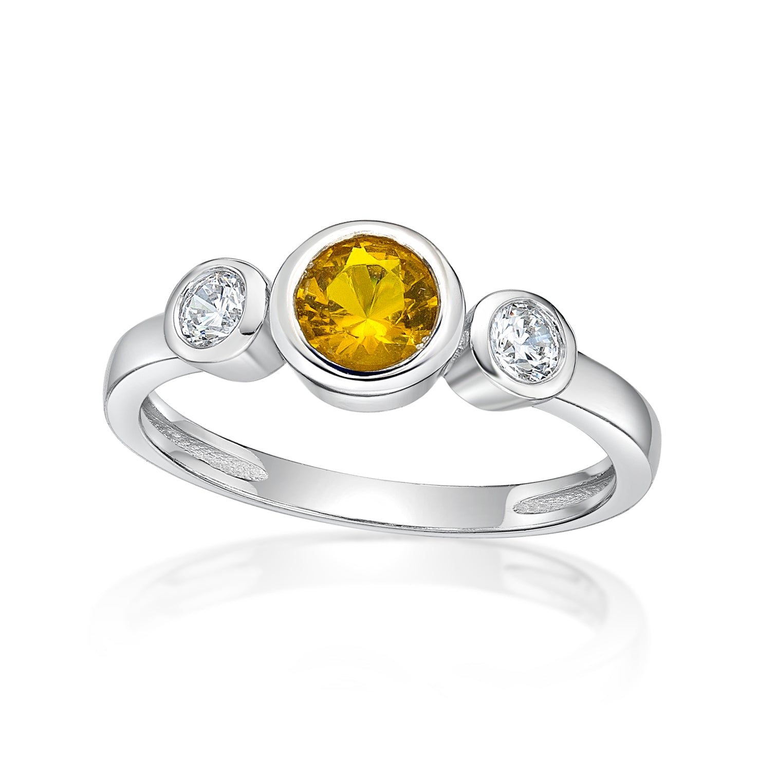 November Birthstone Silver CZ Ring