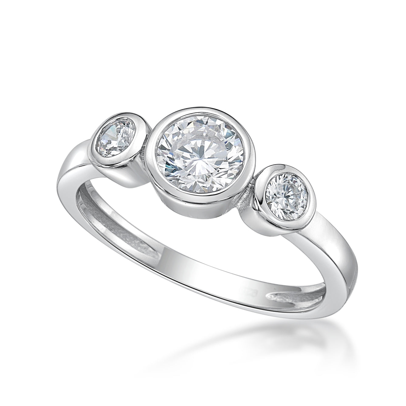 April Birthstone Silver CZ Ring