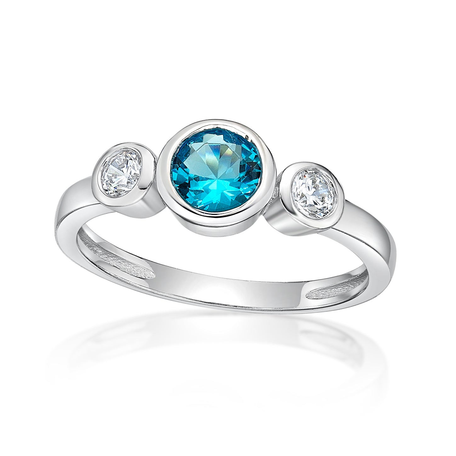 December Birthstone Silver CZ Ring