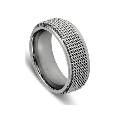 Stainless Steel Men's Chain-Mesh Look Ring