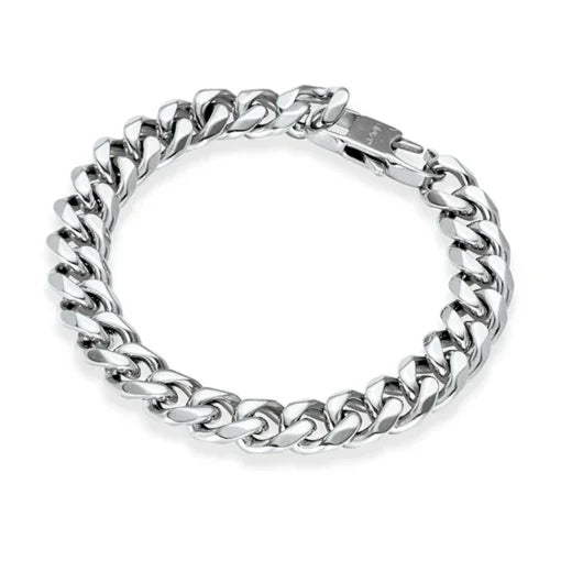 Stainless Steel Men's Curb Link Bracelet - Nangar Gems
