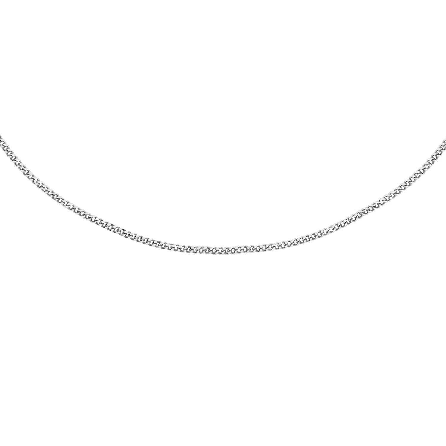 18ct White Gold Solid Diamond Cut Curb Chain 40cm