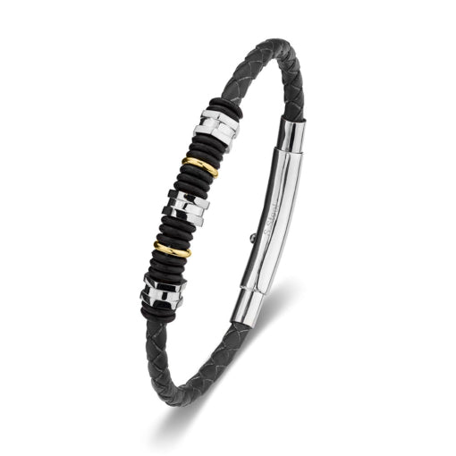 Blaze stainless leather bangle