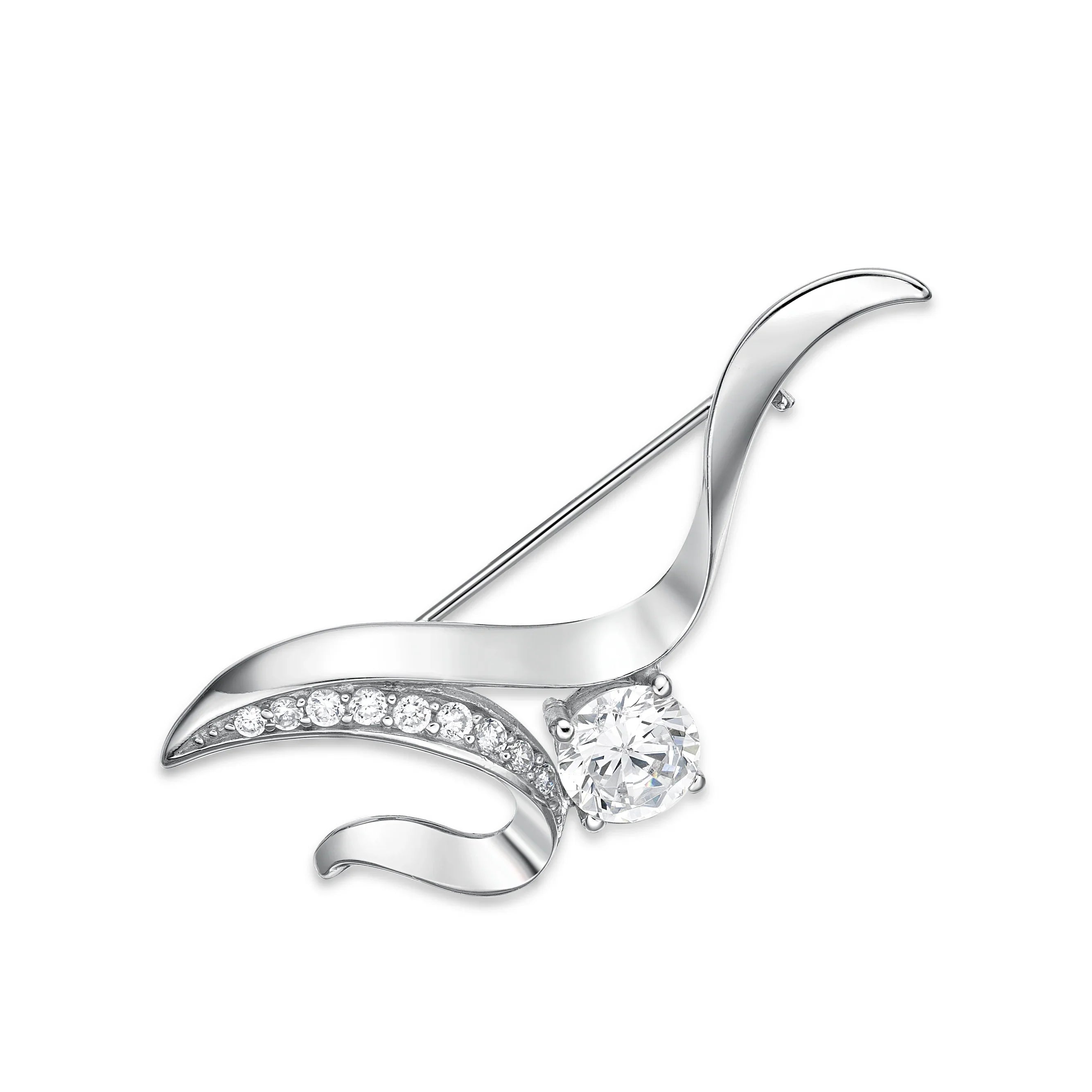 Silver CZ Tulip Brooch - Nangar Gems