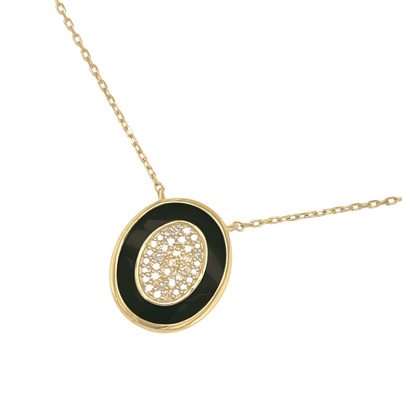 Black Enamel & Diamond Pendant