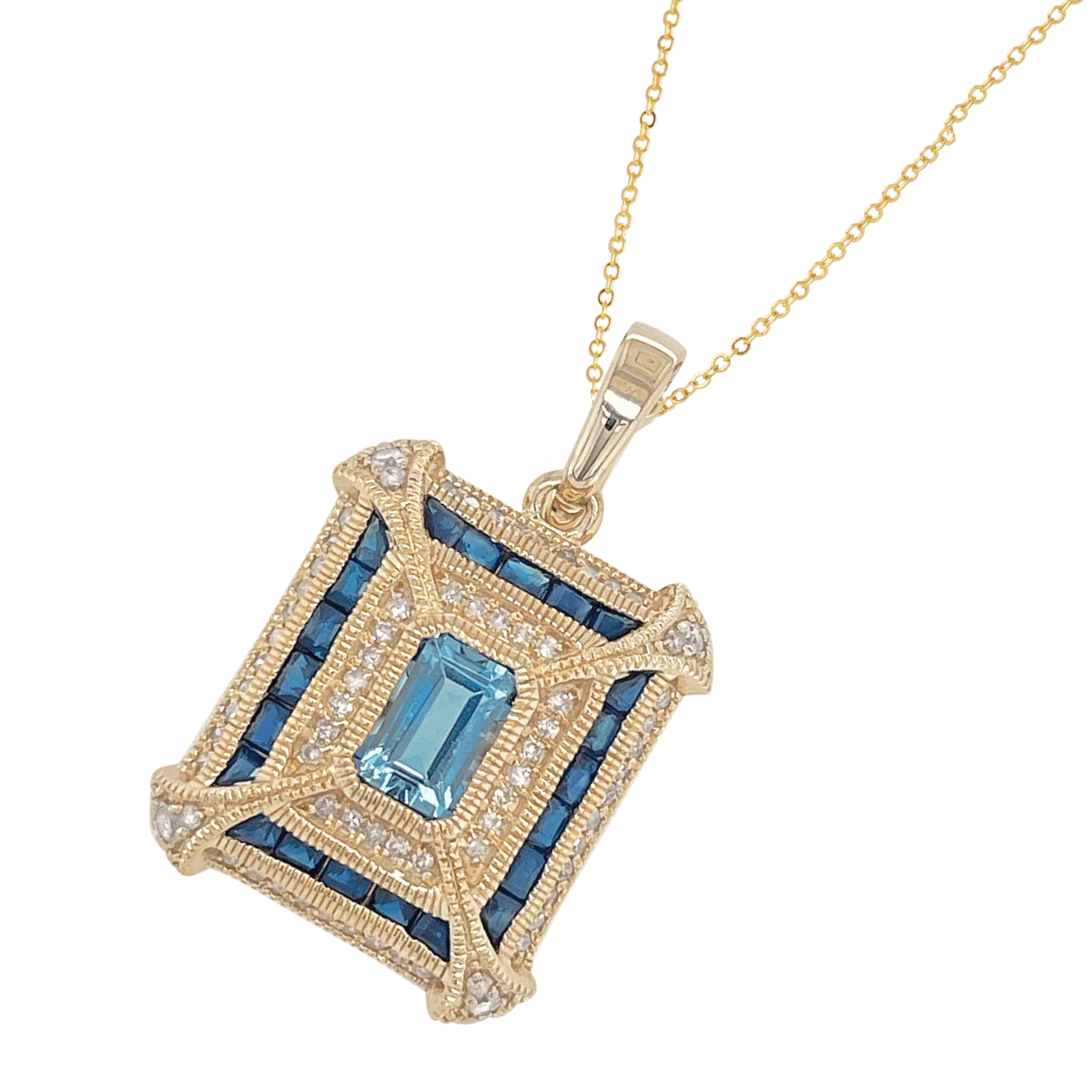 9ct London Blue Topaz, Sapphire & Diamond Enhancer