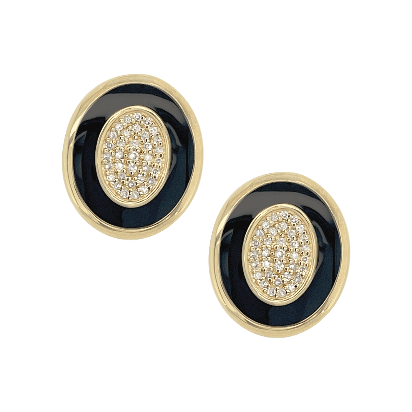 Black Enamel & Diamond Studs