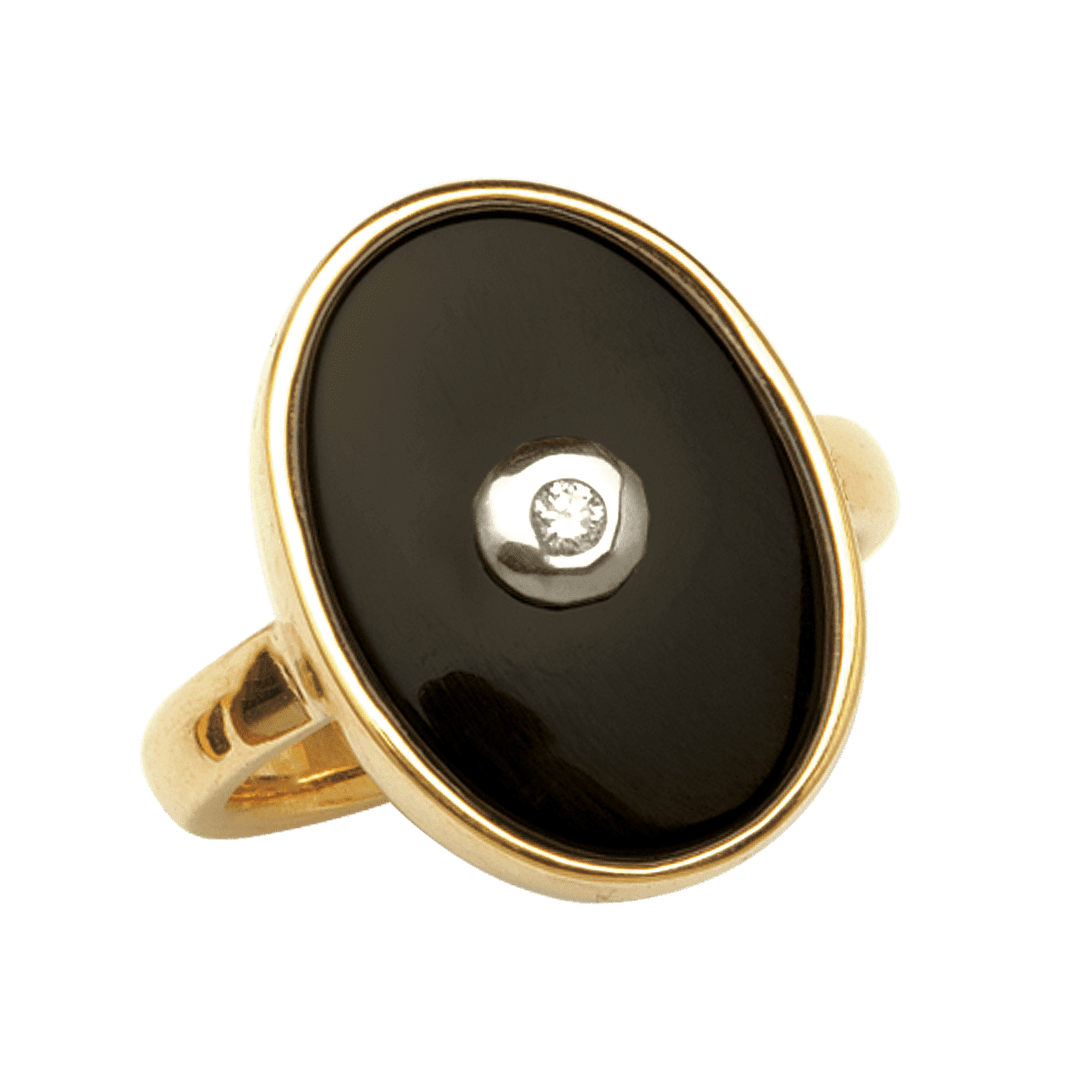 9ct Onyx and Diamond Ring