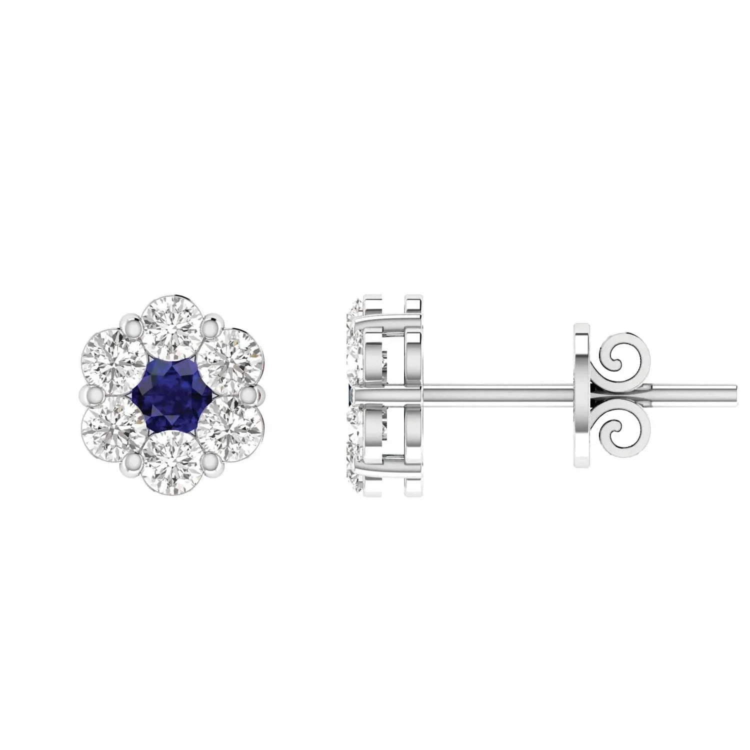 Sapphire Diamond Stud Earrings with 0.19ct Diamonds in 9ct White Gold - 9WRE25GHS