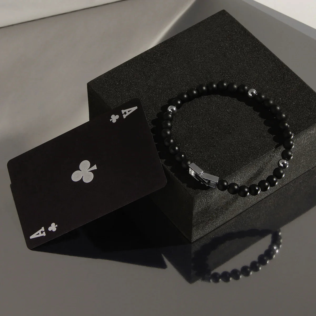 NAJO Atlas Men's 6mm Beaded Black Onyx Bracelet