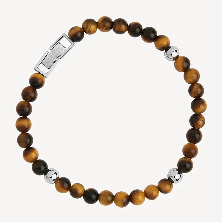 NAJO Atlas Men's 6mm Beaded Tiger's Eye Bracelet