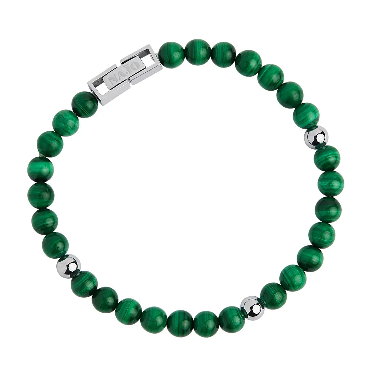 NAJO Atlas Men's 6mm Beaded Malachite Bracelet