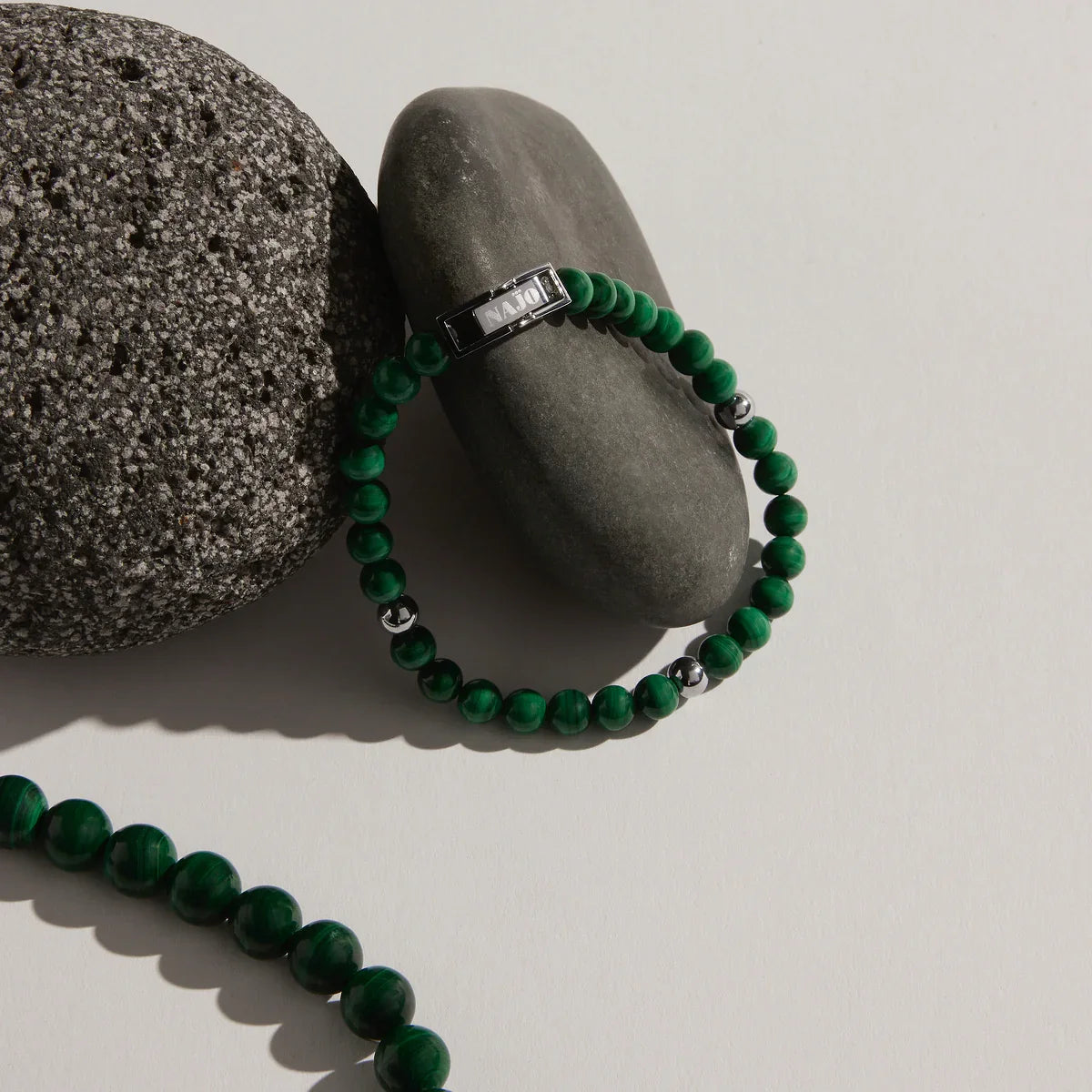 NAJO Atlas Men's 6mm Beaded Malachite Bracelet