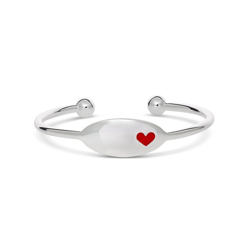 Silver Red Heart Childrens Cuff - Nangar Gems