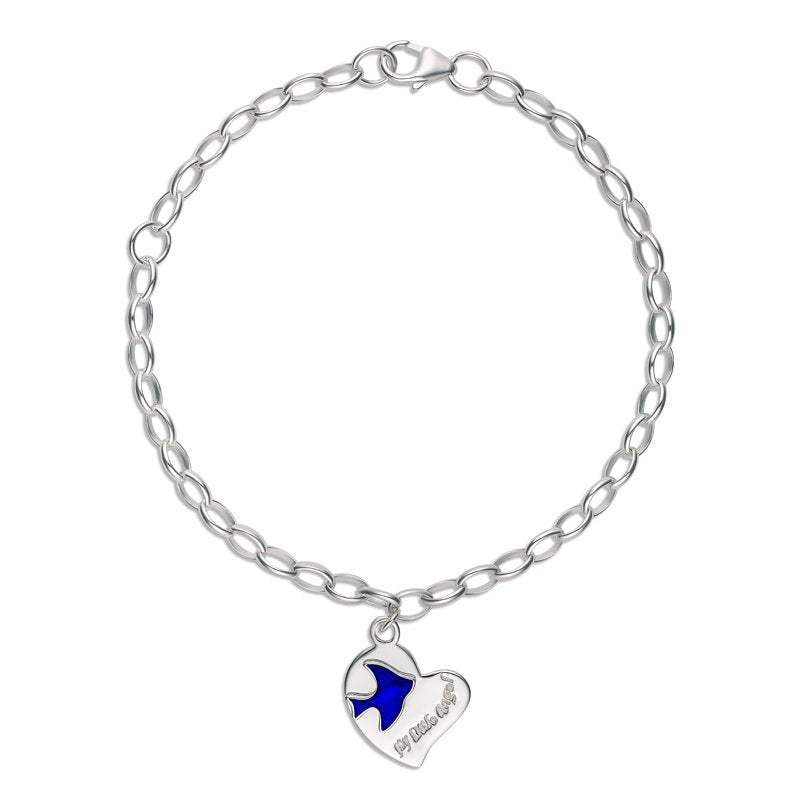 Bowie Belcher Bracelet with MLA Bluebird Heart Charm Silver