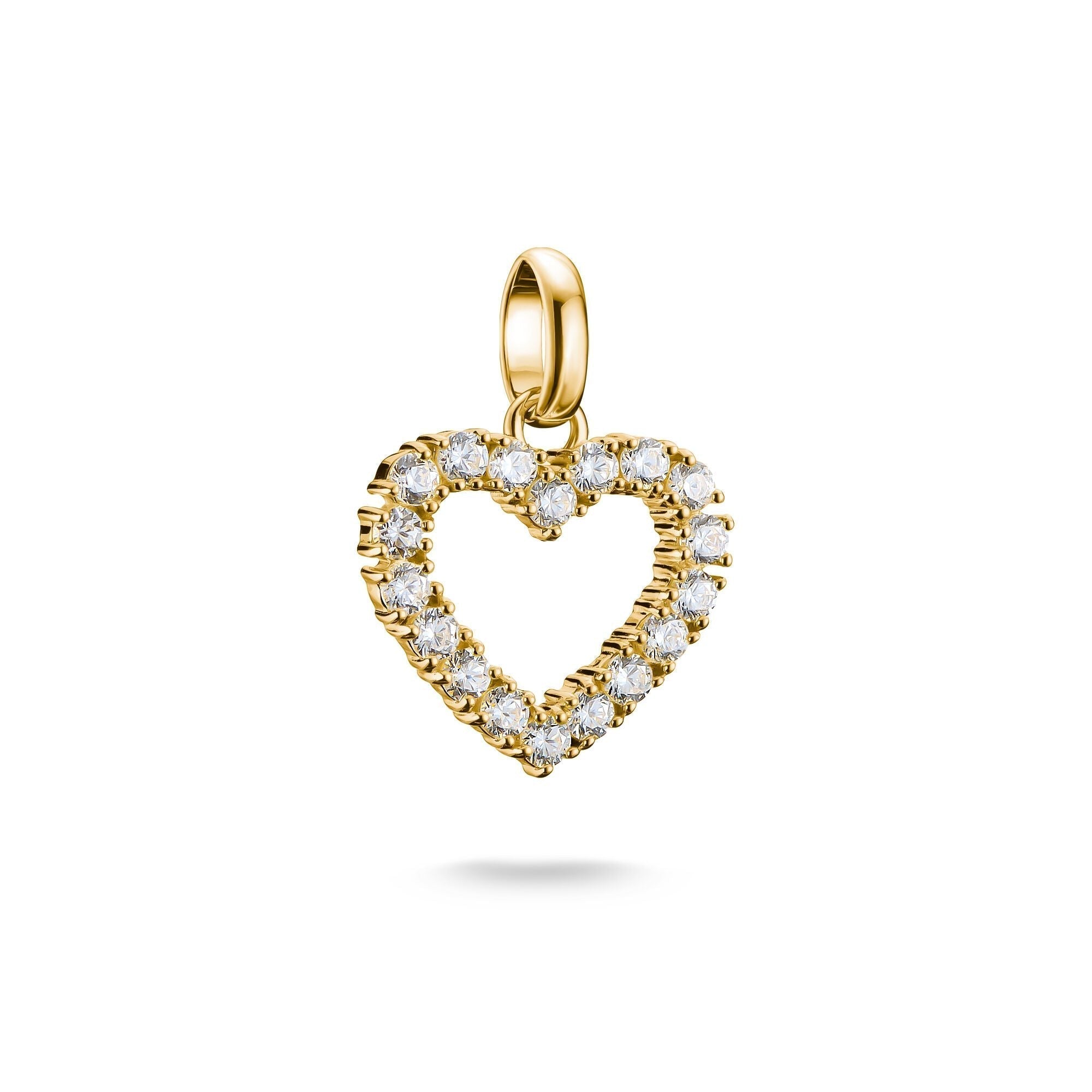 THOMAS SABO Connect Charm heart with white stones in Gold