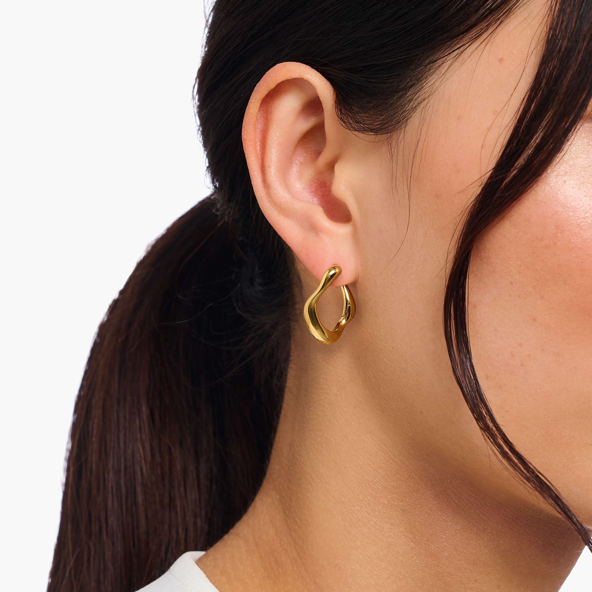 THOMAS SABO Small Wavy Hoop Earrings in Gold