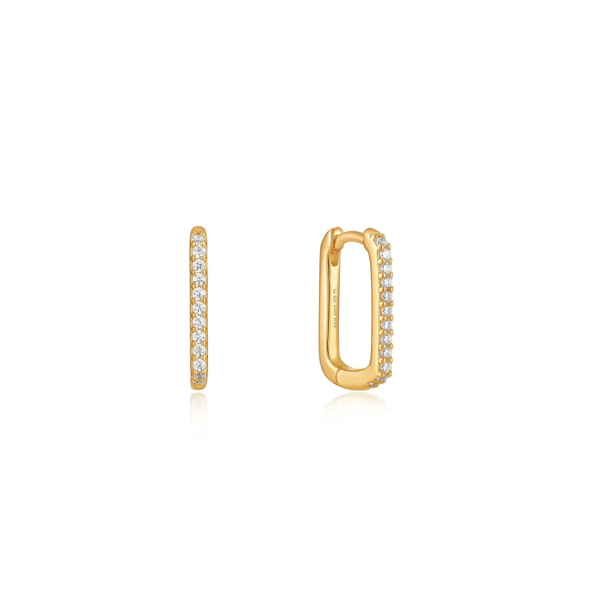 Gold Glam Oval Hoop Earrings - Nangar Gems
