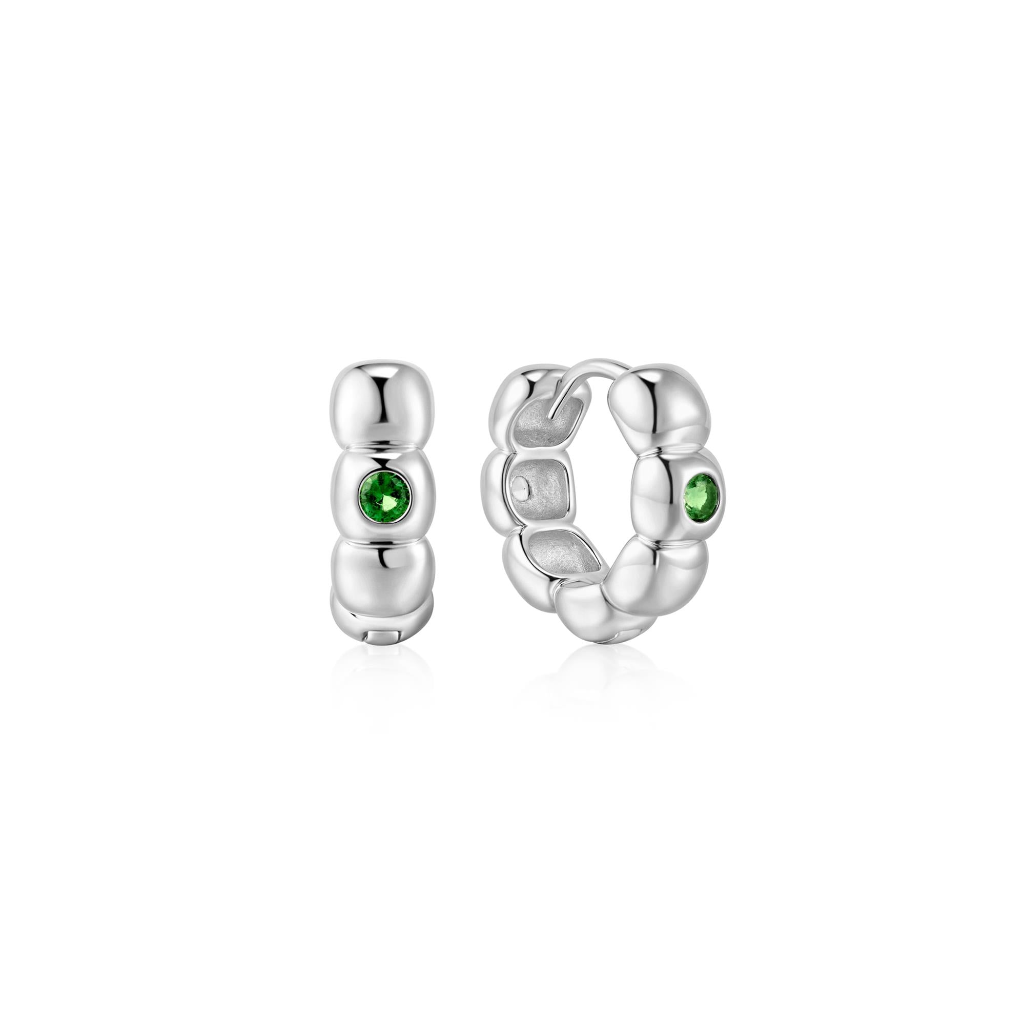 Ania Haie Silver Reversible Puffy Huggie Hoop Earrings