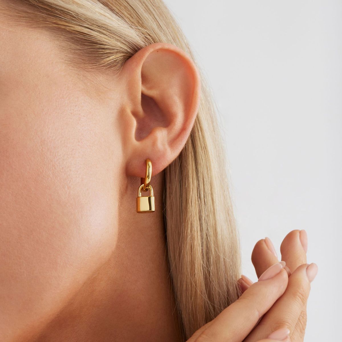 NAJO Love Lock Yellow Gold Huggie Earrings