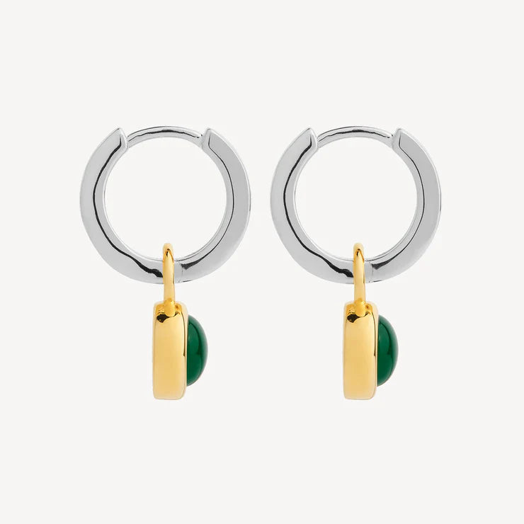 Solace 2-Tone Green Onyx Huggie Earring