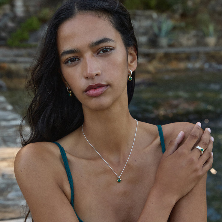 Solace 2-Tone Green Onyx Huggie Earring