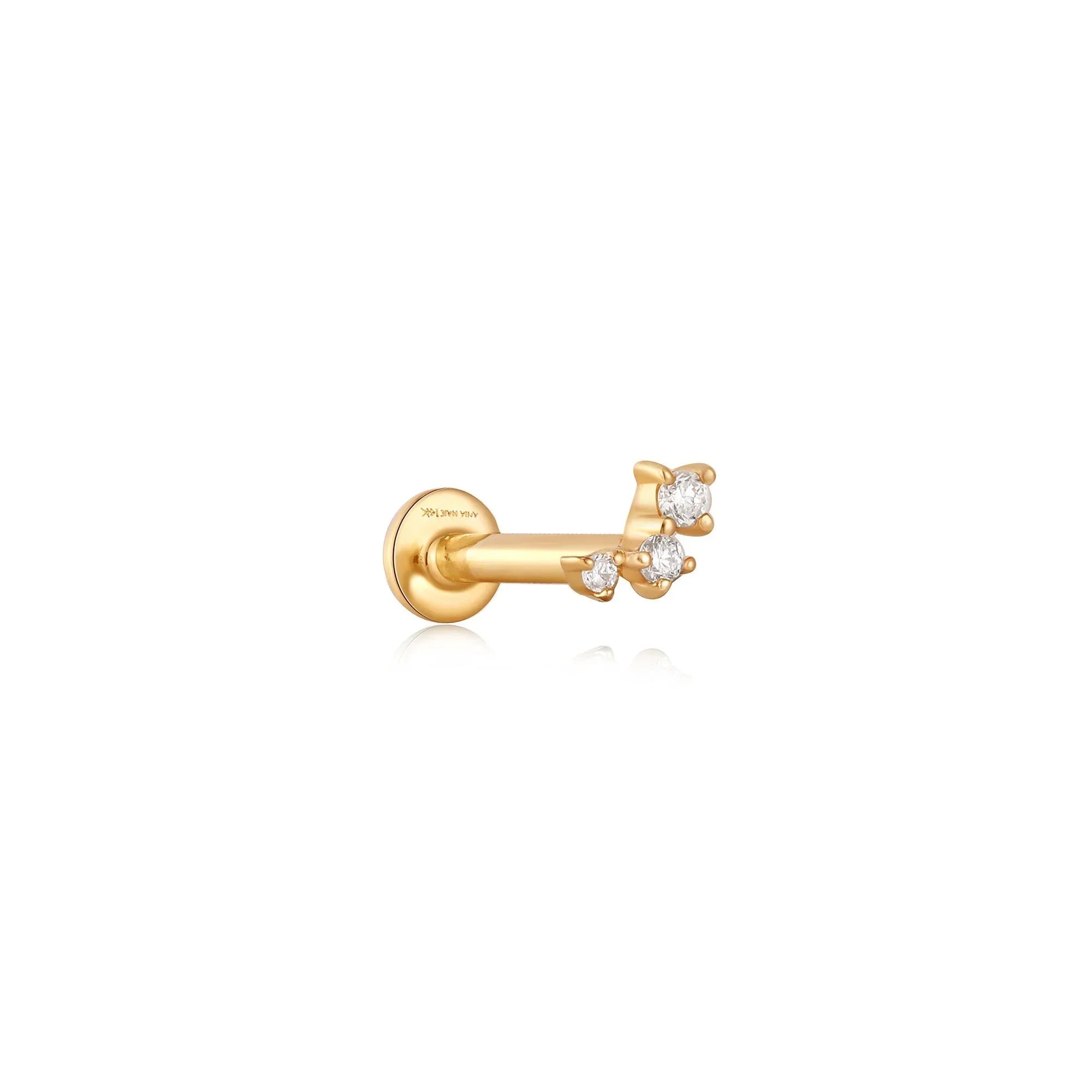 Ania Haie 14ct Gold Stargazer Triple Natural Diamond Single Labret Earring
