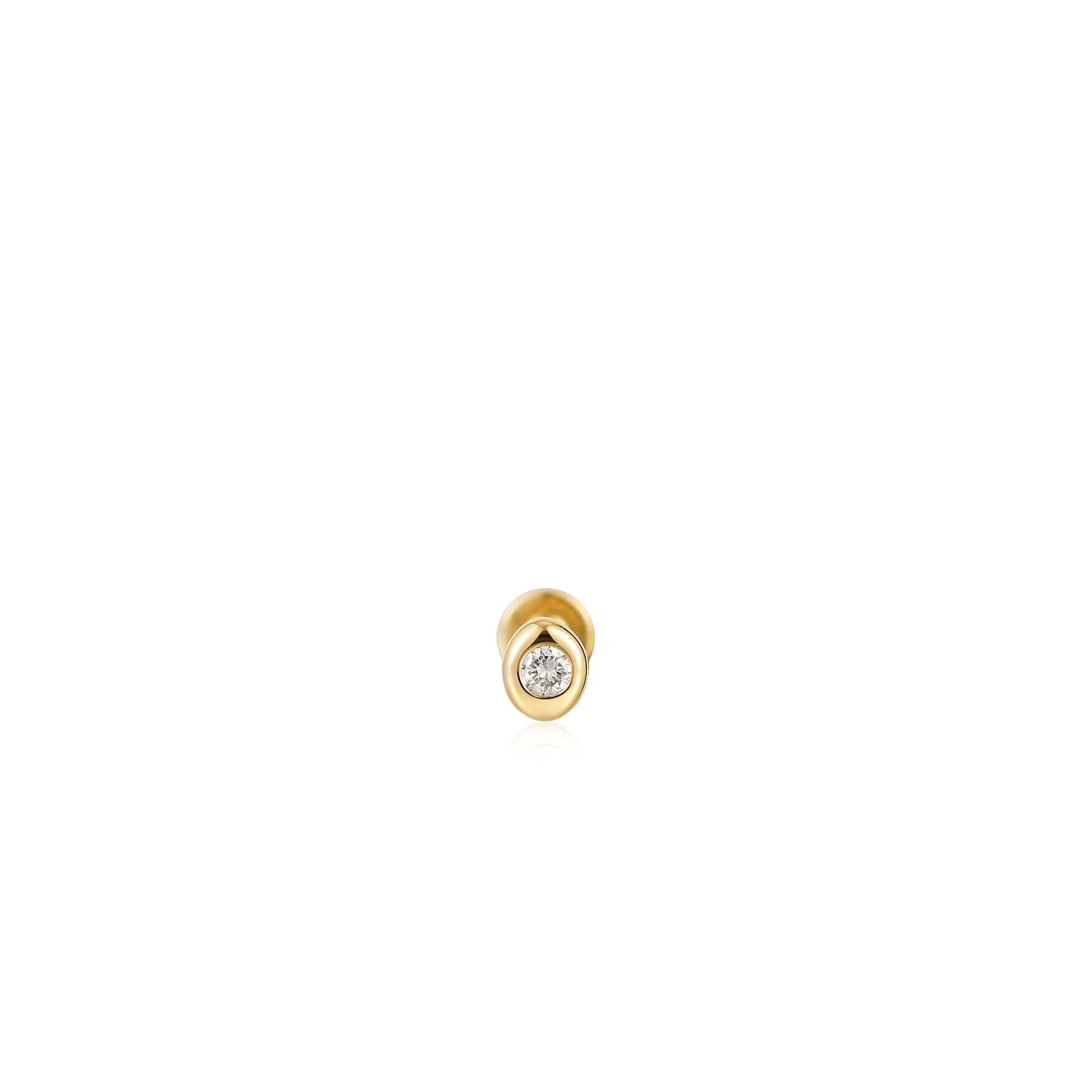 Ania Haie 14ct Gold Magma Single Diamond Labret Earring