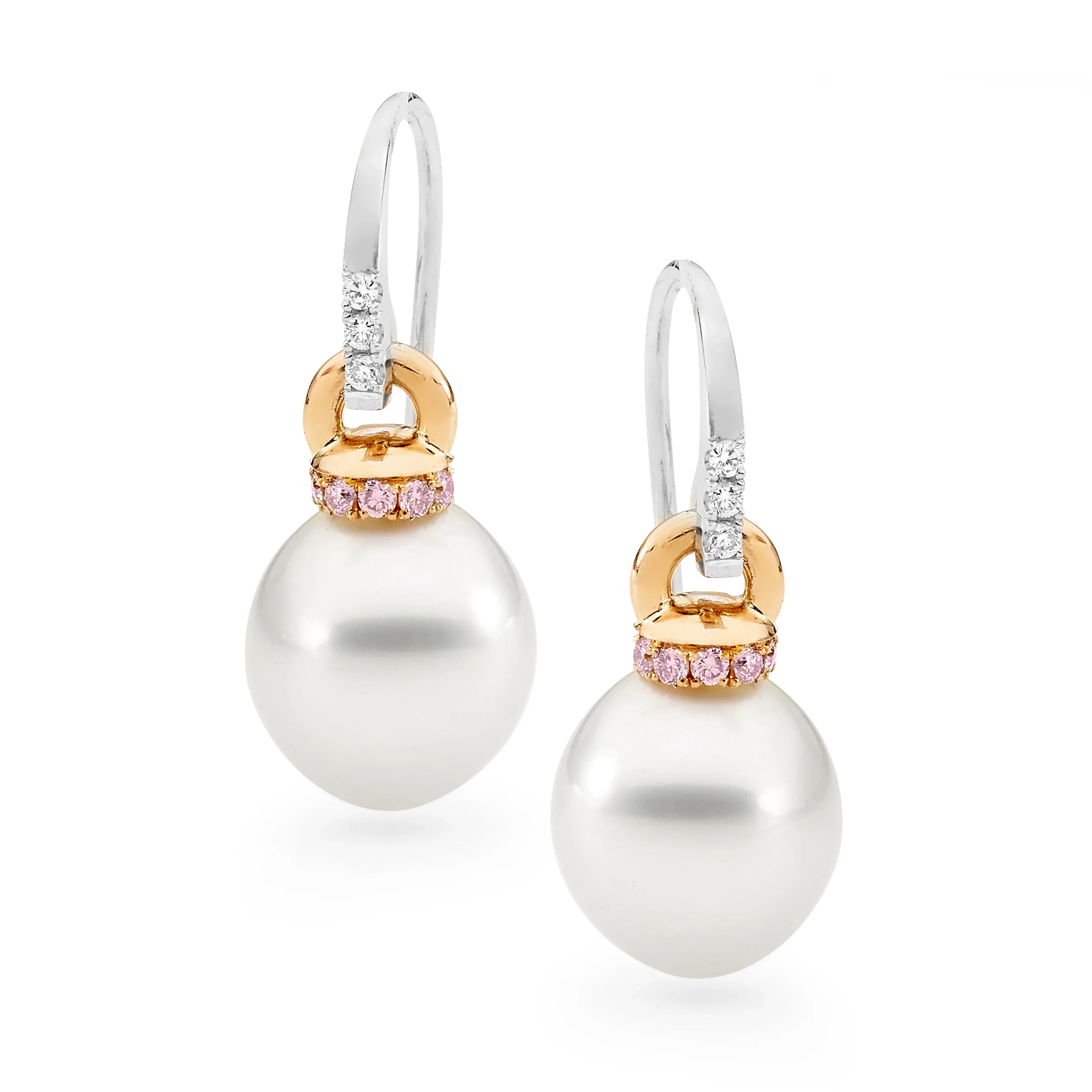 18K White and Rose Gold Diamond Earrings