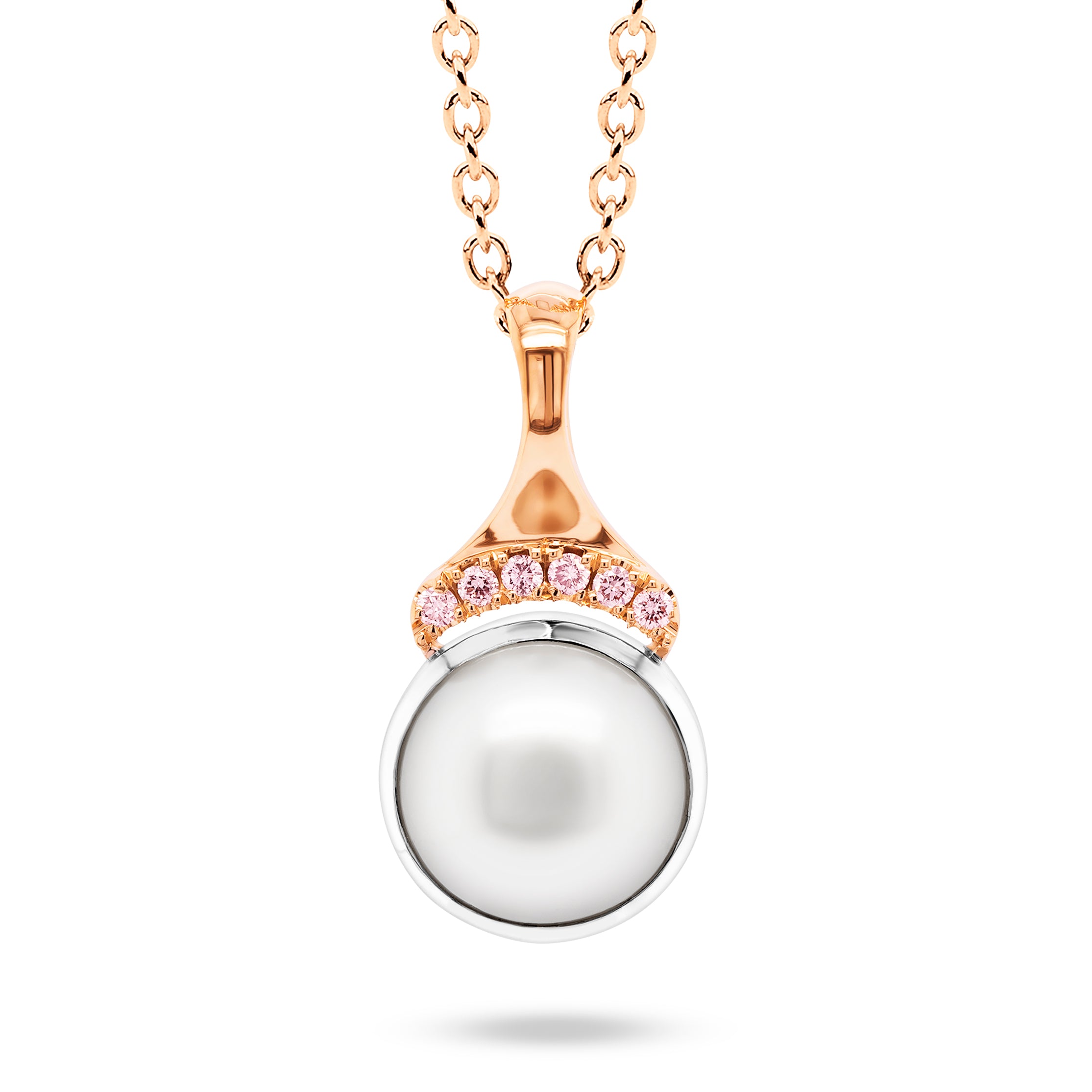 18K White & Rose Gold Pink Diamond Pendant
