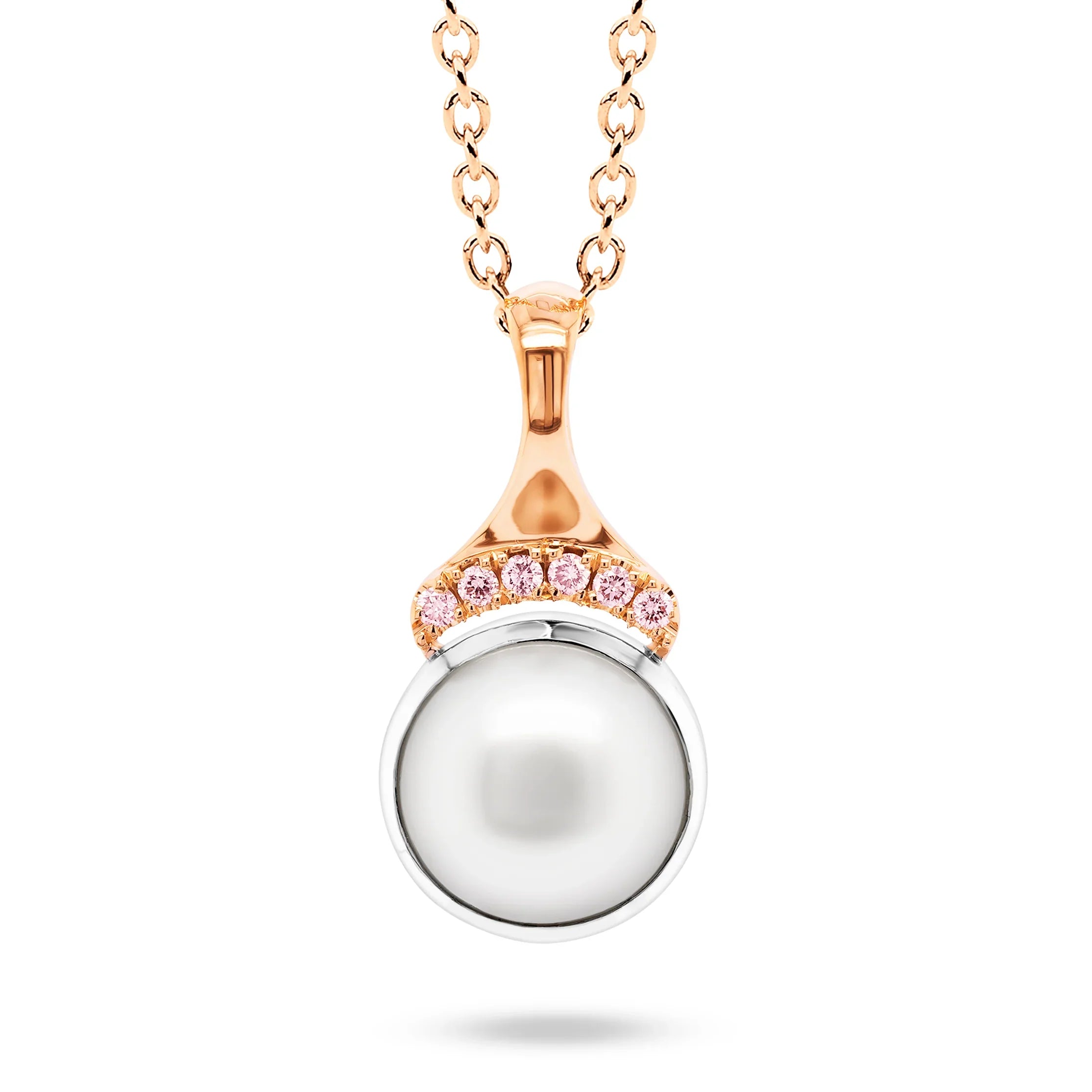 18K White & Rose Gold Pink Diamond Pendant