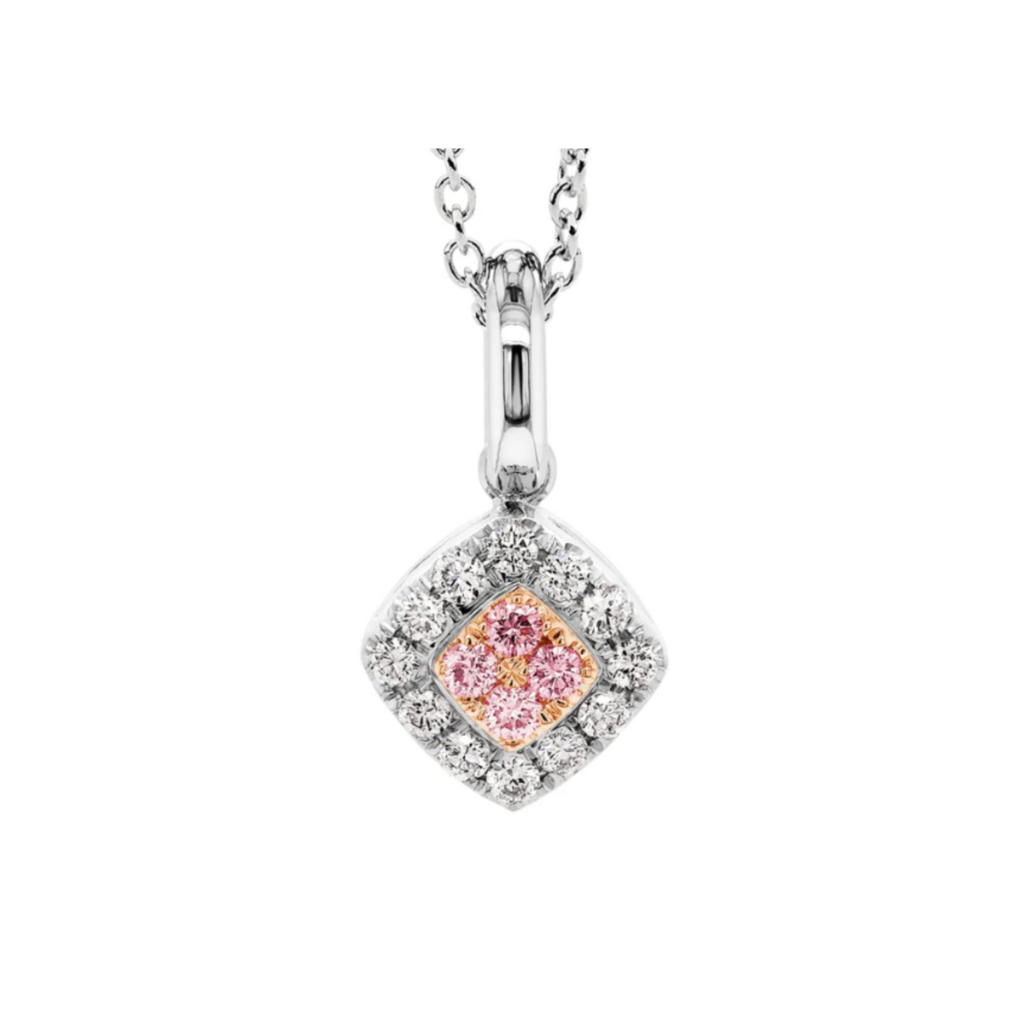 Pink Diamond Cushion Halo Pendant