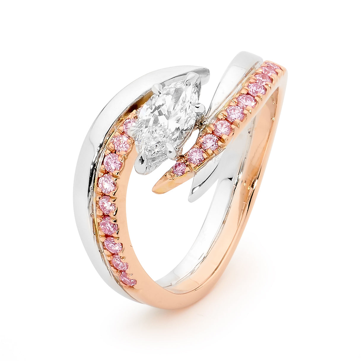 18K White & Rose Gold Pink Diamond Ring