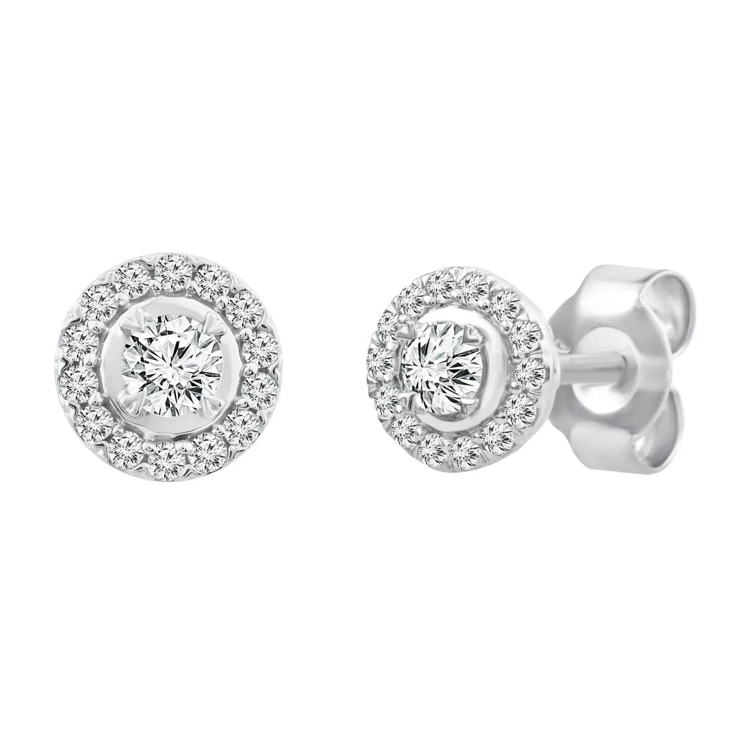 9ct White Gold 0.25ct Diamond Halo Stud Earrings