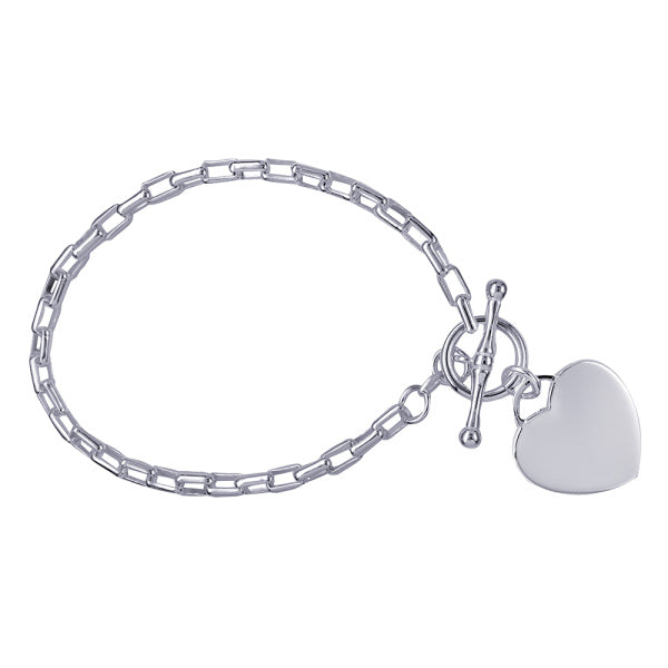 Silver Cable Bracelet With Heart