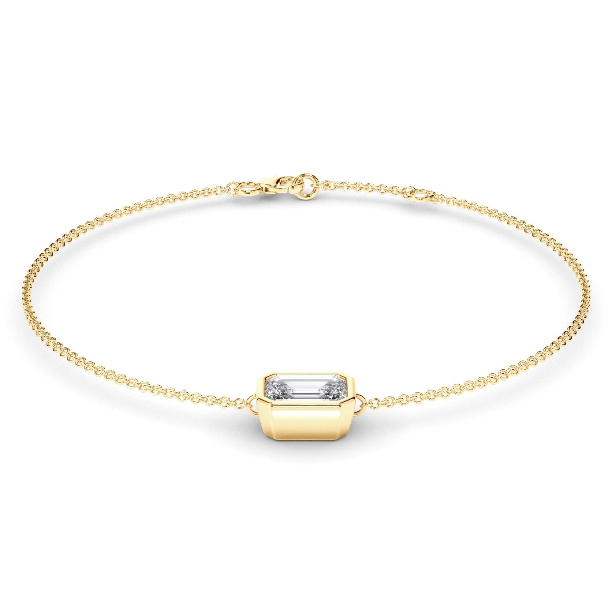Emerald Cut Diamond Bezel Set Bracelet