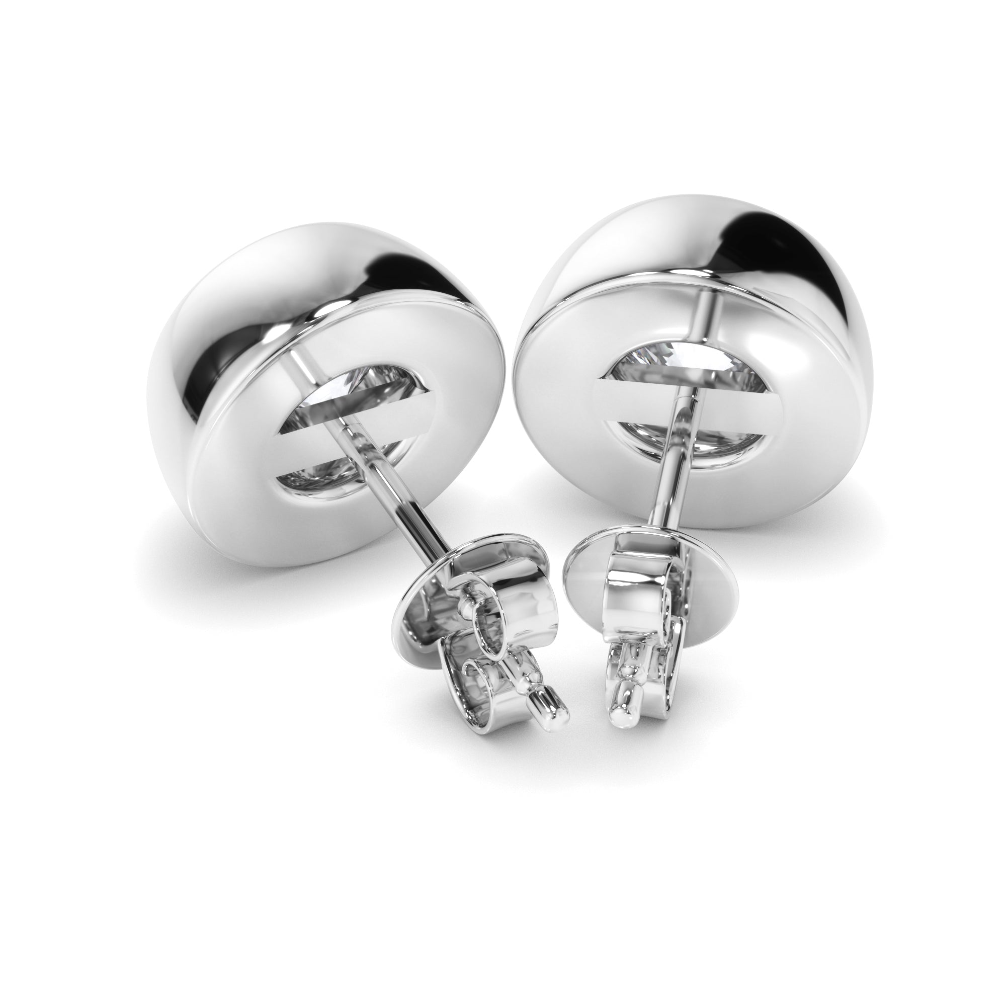 Round Brilliant Cut Diamond Bezel Set Stud Earrings