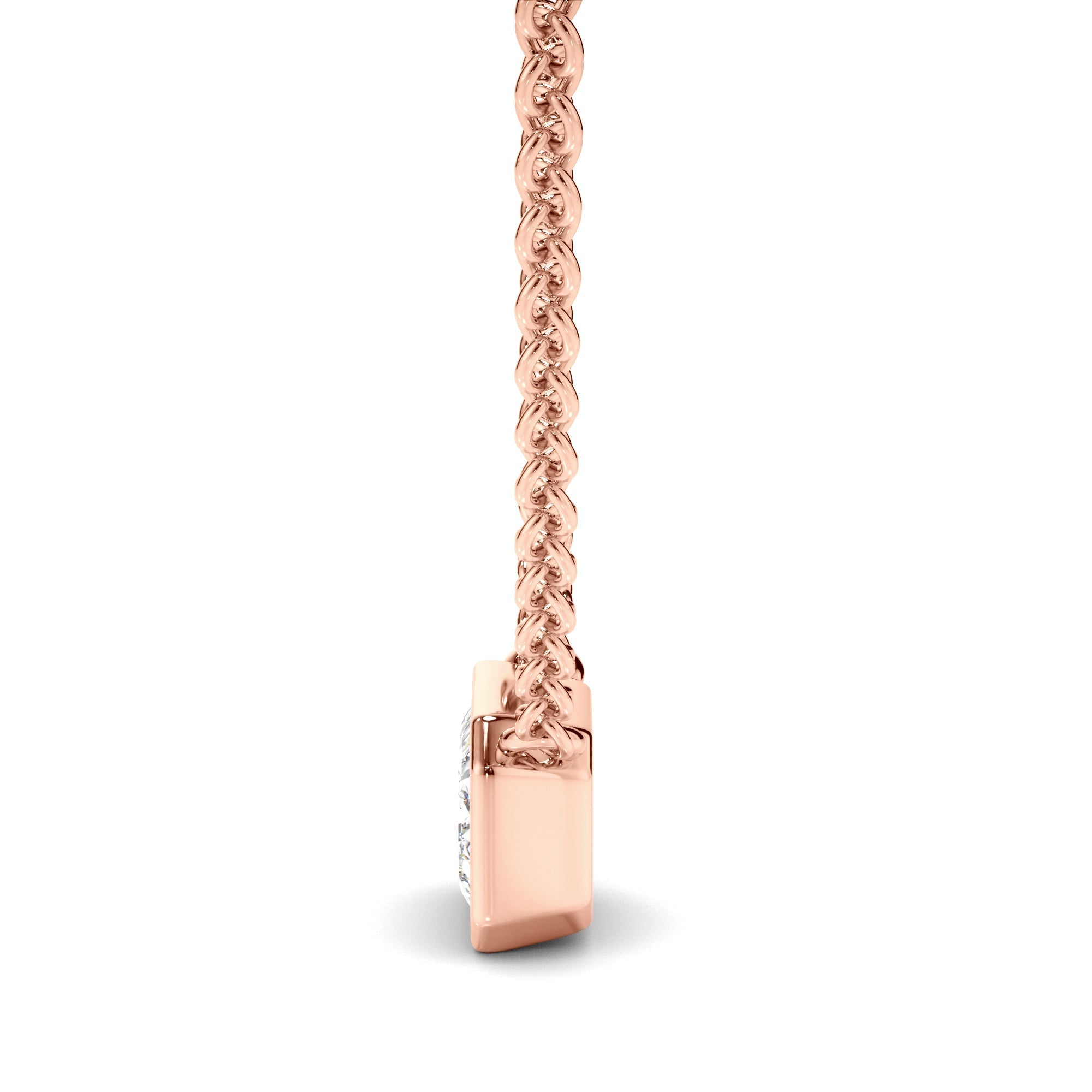 Emerald Cut Diamond Bezel Set Necklet