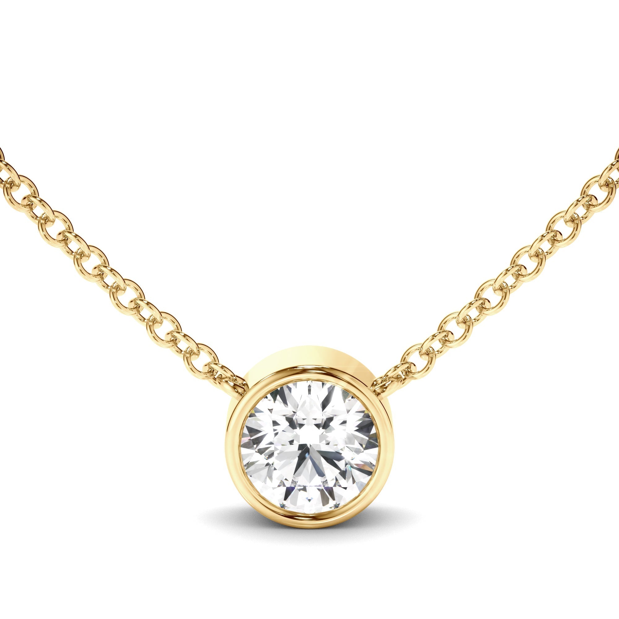 Round Brilliant Cut Diamond Bezel Set Necklet