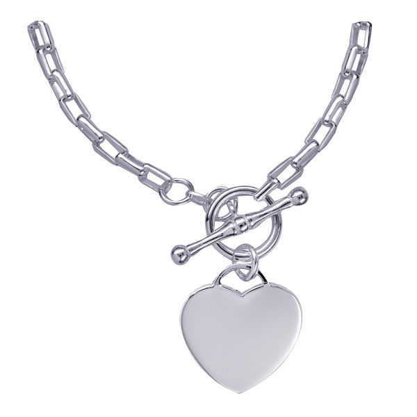 Silver Cable Necklace With Heart